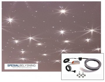 Stjernehimmel 75 punkt m/7 krystaller i chrome og blått lys VPL10K-75